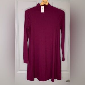 GAP Maroon Ribbed Mockneck Knee Length Dress in Size M, NWT
